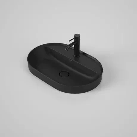 LIANO II 600mm PILL Semi-Insert Basin With Tap Landing (ONE TAP HOLE) | CAROMA LIANO II 600mm PILL Semi-Insert Basin With Tap Landing (ONE TAP HOLE) | CAROMA -HERA Bathware Sales liano ii 600mm pill semi insert basin with tap landing one tap hole caromamatte blackbasincaroma 705168