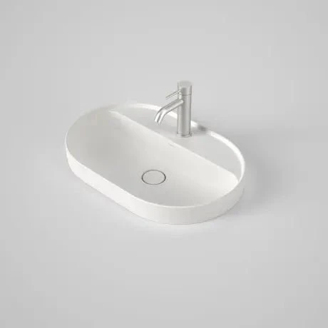 LIANO II 600mm PILL Semi-Insert Basin With Tap Landing (ONE TAP HOLE) | CAROMA LIANO II 600mm PILL Semi-Insert Basin With Tap Landing (ONE TAP HOLE) | CAROMA -HERA Bathware Sales liano ii 600mm pill semi insert basin with tap landing one tap hole caromamatte whitebasincaroma 252343