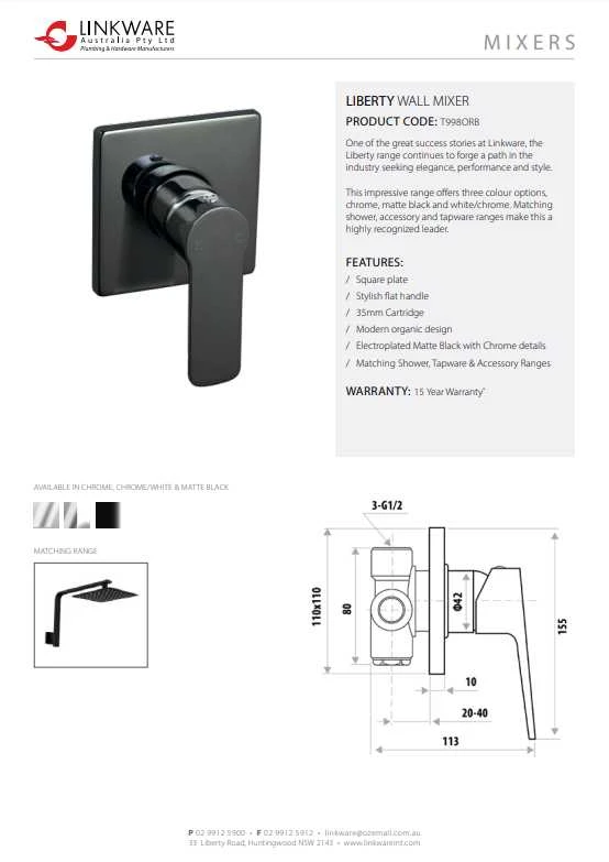 Liberty Shower Mixer - Chrome Liberty Shower Mixer - Chrome -HERA Bathware Sales liberty shower mixer chromechromeshower mixerlinkware 243020