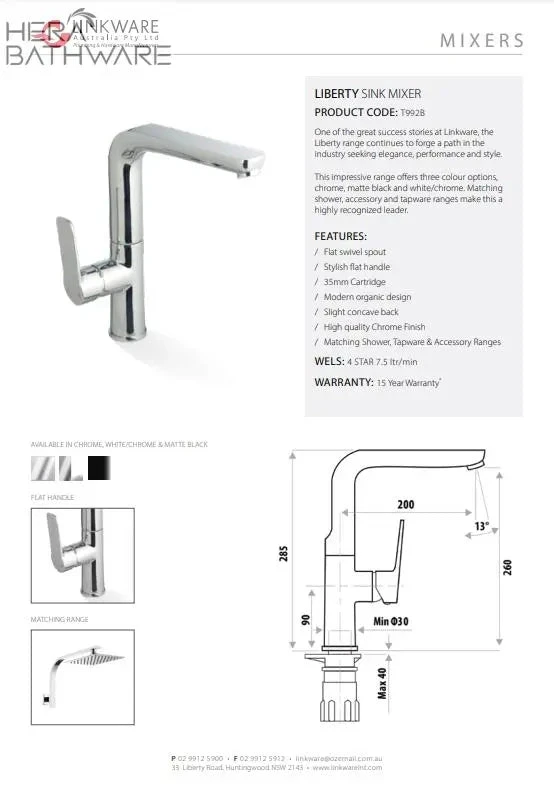 Liberty Sink Mixer - Chrome Liberty Sink Mixer - Chrome -HERA Bathware Sales liberty sink mixer chromechromebasin mixerlinkware 205387