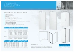 Louve Square Pivot Shower Screen | Oceano -HERA Bathware Sales louve square pivot shower screen oceano820mm 750 810matte blackshower screenoceano 838746