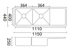 Luminare Sink With Drainer Stainless Steel Laundry / Kitchen Sink | Bella Vista -HERA Bathware Sales luminare sink with drainer stainless steel laundry kitchen sink bella vistastainless steelbrushed nickel1150x440mm double bowlkitchen sinkbella vista 275342