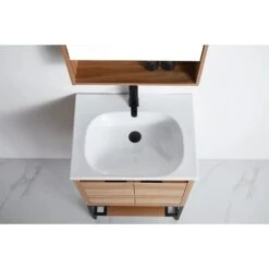 Maple Timber Free Standing Vanity -HERA Bathware Sales maple timber line free standing vanity 600mmceramic top round look600mmvanitiesbnk 986786