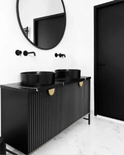 Marlo 600-1500mm Satin Black Wall Hung Vanity -HERA Bathware Sales marlo 600 1500mm satin black wall hung vanityceramic top600mmvanitiesotti 739146
