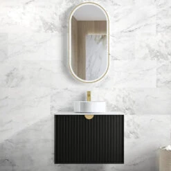 Marlo 600-1500mm Satin Black Wall Hung Vanity -HERA Bathware Sales marlo 600 1500mm satin black wall hung vanityceramic top750mmvanitiesotti 201978