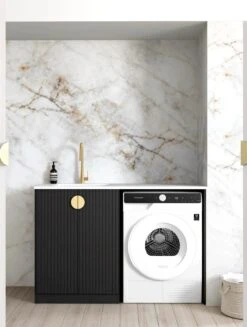 Marlo Black 1300mm Laundry Cabinet With Stone