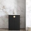 Marlo Matte Black Fluted Laundry Cabinet -HERA Bathware Sales marlo matte black fluted laundry cabinetbrushed goldpure white quartz toplaundry cabinetotti 732743