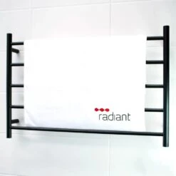Matte Black Heated Round Ladder Towel Rails (240V)