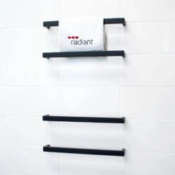 Radiant Square Single Heated Towel Horizontal Bar SBSTR (12V) | Radiant -HERA Bathware Sales matte black heated single towel rail 12vmatte black500mm roundheated towel railradiant 405289