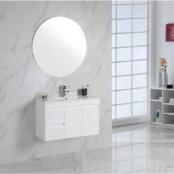 Maya Gloss White Wall Hung 360mm Depth Vanity 600mm 750mm 900mm -HERA Bathware Sales maya gloss white wall hung 360mm depth vanity 600mm 750mm 900mmceramic top600mmvanitiesaulic 670998