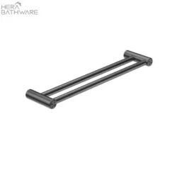 MECCA CARE 25MM GRAB DOUBLE TOWEL RAIL 600MM -HERA Bathware Sales mecca care 25mm grab double towel rail 600mmgun metalgrab double railnero tapware 421965