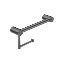 Mecca Care 25mm Grab Rail With Toilet Roll Holder 300mm -HERA Bathware Sales mecca care 25mm grab rail with toilet roll holder 300mmgun metaltoilet roll holdernero tapware 547456