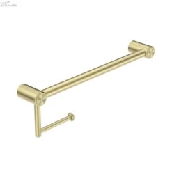 Mecca Care 25mm Grab Rail With Toilet Roll Holder 450mm -HERA Bathware Sales mecca care 25mm grab rail with toilet roll holder 450mmbrushed goldtoilet roll holdernero tapware 805891
