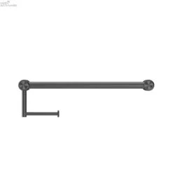 Mecca Care 25mm Grab Rail With Toilet Roll Holder 450mm -HERA Bathware Sales mecca care 25mm grab rail with toilet roll holder 450mmgun metaltoilet roll holdernero tapware 103735