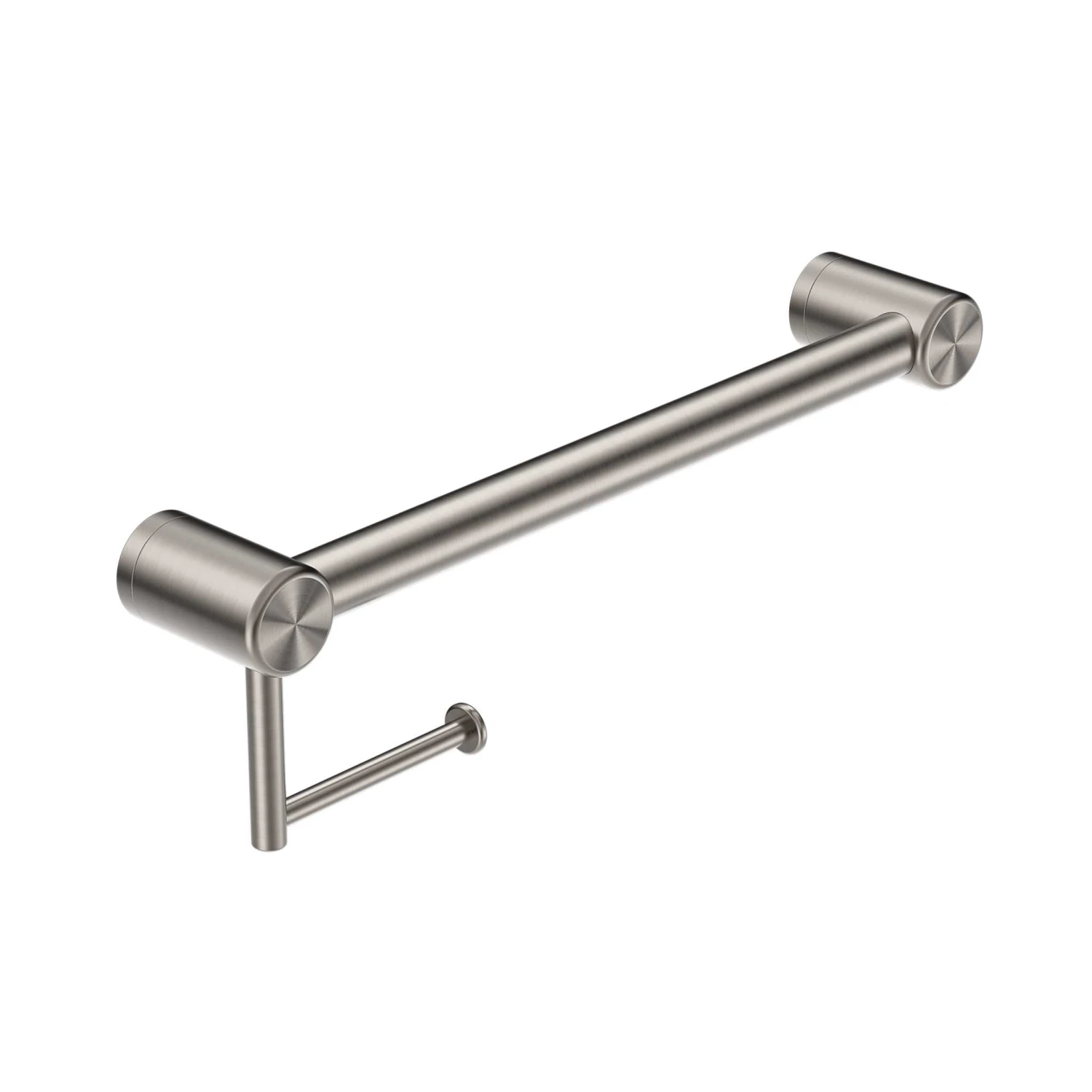 Mecca Care 32mm Grab Rail with Toilet Roll Holder 450mm Mecca Care 32mm Grab Rail With Toilet Roll Holder 450mm -HERA Bathware Sales mecca care 32mm grab rail with toilet roll holder 450mmbrushed nickeltoilet roll holdernero tapware 827259