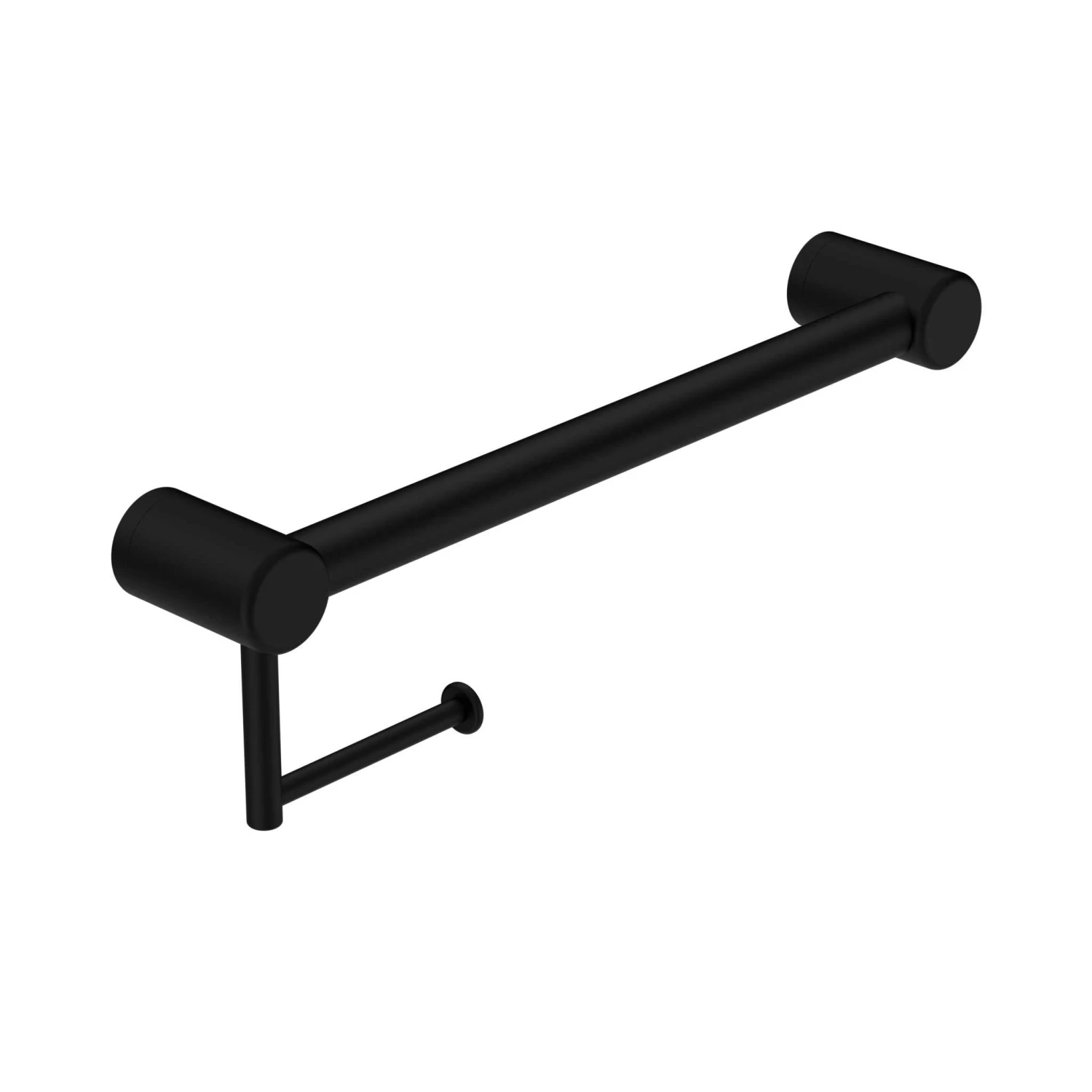 Mecca Care 32mm Grab Rail with Toilet Roll Holder 450mm Mecca Care 32mm Grab Rail With Toilet Roll Holder 450mm -HERA Bathware Sales mecca care 32mm grab rail with toilet roll holder 450mmmatte blacktoilet roll holdernero tapware 917487