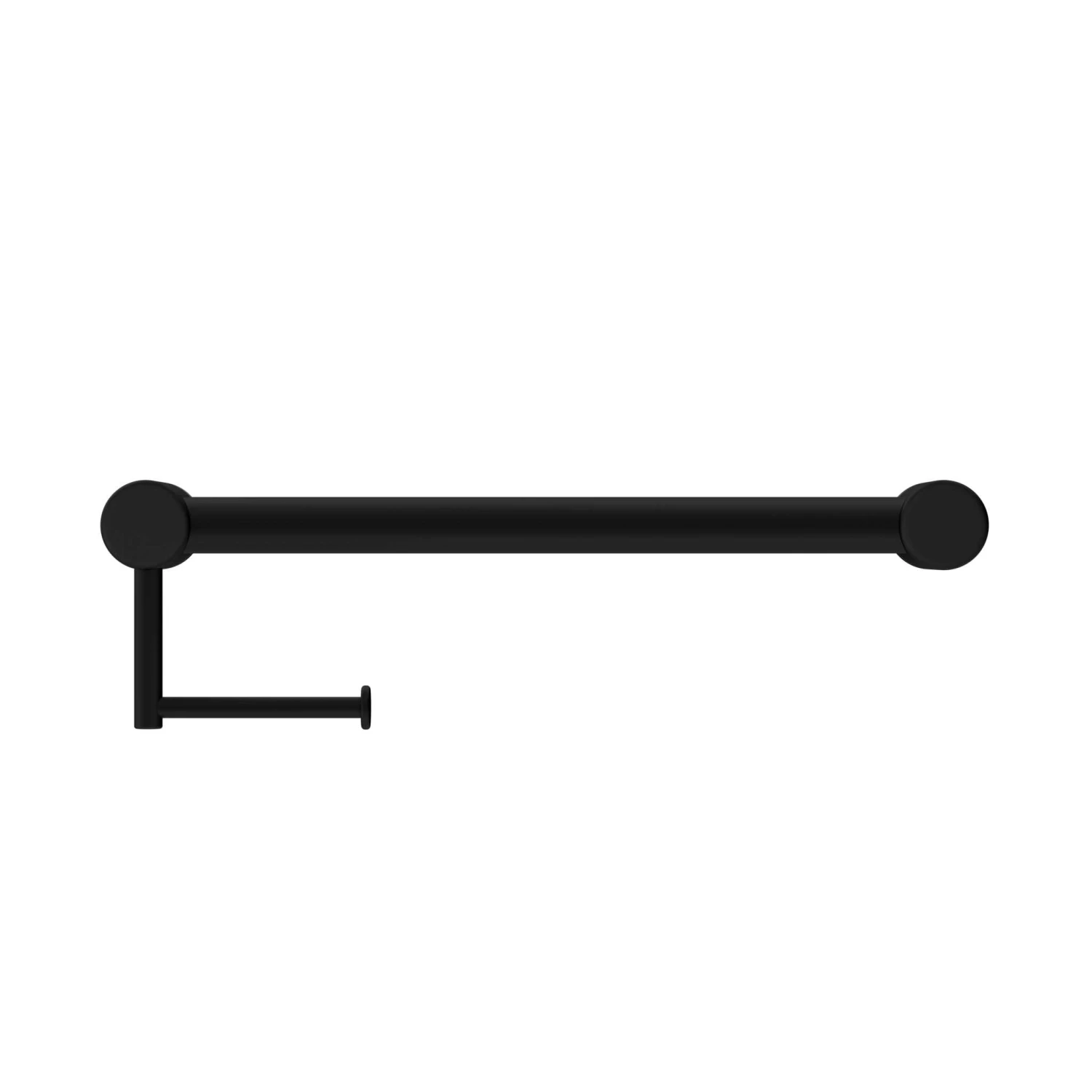Mecca Care 32mm Grab Rail with Toilet Roll Holder 450mm Mecca Care 32mm Grab Rail With Toilet Roll Holder 450mm -HERA Bathware Sales mecca care 32mm grab rail with toilet roll holder 450mmmatte blacktoilet roll holdernero tapware 917584
