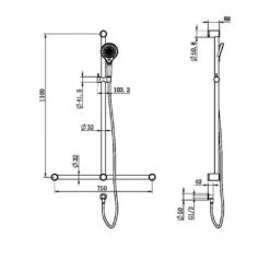 Mecca Care 32mm T Bar Grab Rail And Adjustable Shower Set 1100x750mm 4 Mecca Care 32mm T Bar Grab Rail And Adjustable Shower Set 1100x750mm -HERA Bathware Sales mecca care 32mm t bar grab rail and adjustable shower set 1100x750mmchromeshower railsnero tapware 224334