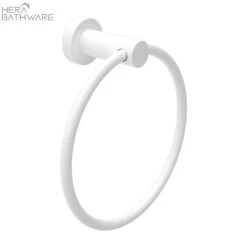 MECCA Hand Towel Ring -HERA Bathware Sales mecca hand towel ringmatte whitehand towel railnero tapware 149502