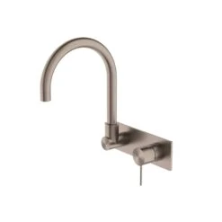 MECCA Wall Basin Mixer Swivel Spout - Handle Down -HERA Bathware Sales mecca wall basin mixer swivel spout handle downbrushed bronzetapwarenero tapware 286686