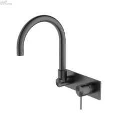 MECCA Wall Basin Mixer Swivel Spout - Handle Down -HERA Bathware Sales mecca wall basin mixer swivel spout handle downgun metaltapwarenero tapware 494185