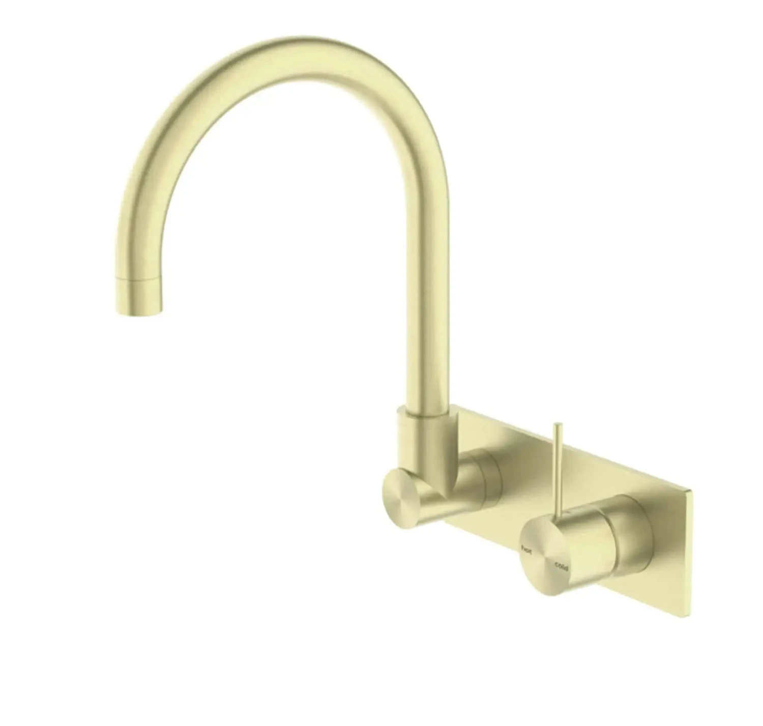MECCA Wall Basin Mixer Swivel Spout - Handle Up MECCA Wall Basin Mixer Swivel Spout - Handle Up -HERA Bathware Sales mecca wall basin mixer swivel spout handle upbrushed goldwall basin mixernero tapware 603048