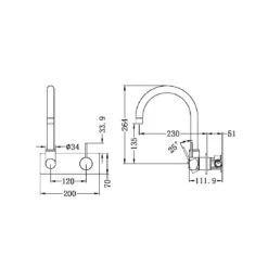 MECCA Wall Basin Mixer Swivel Spout - Handle Up 7 MECCA Wall Basin Mixer Swivel Spout - Handle Up -HERA Bathware Sales mecca wall basin mixer swivel spout handle upgun metalwall basin mixernero tapware 309539