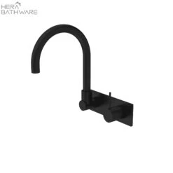 MECCA Wall Basin Mixer Swivel Spout - Handle Up 4 MECCA Wall Basin Mixer Swivel Spout - Handle Up -HERA Bathware Sales mecca wall basin mixer swivel spout handle upmatte blackwall basin mixernero tapware 749119