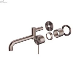 MECCA Wall Basin/Bath Mixer Swivel Spout 225mm / Trim Kit Only -HERA Bathware Sales mecca wall basinbath mixer swivel spout 225mm trim kit onlybrushed bronzetrim kitsnero tapware 393632