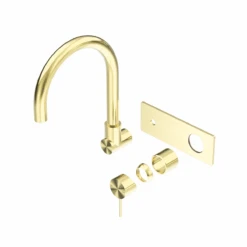 MECCA Wall Basin/Bath Mixer Swivel Spout Handle Down / Trim Kit Only -HERA Bathware Sales mecca wall basinbath mixer swivel spout handle down trim kit onlychrometrim kitsnero tapware 761968