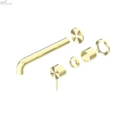 Mecca Wall Basin/Bath Mixer With Seperate Plate Trim Kits Only -HERA Bathware Sales mecca wall basinbath mixer with seperate plate trim kits only120mmbrushed goldwall basin mixernero tapware 470746