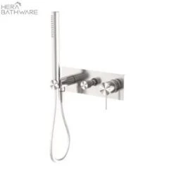 MECCA Wall Mount Handshower Divertor System -HERA Bathware Sales mecca wall mount handshower divertor systembrushed nickelshower railsnero tapware 811332