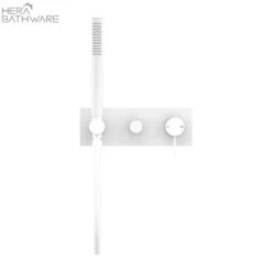 MECCA Wall Mount Handshower Divertor System -HERA Bathware Sales mecca wall mount handshower divertor systemmatte whiteshower railsnero tapware 230863