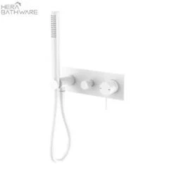 MECCA Wall Mount Handshower Divertor System -HERA Bathware Sales mecca wall mount handshower divertor systemmatte whiteshower railsnero tapware 481166