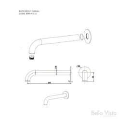Mica Bath Spout 220mm 5 Mica Bath Spout 220mm -HERA Bathware Sales mica bath spout 220mmgun metalbath spoutbella vista 599607