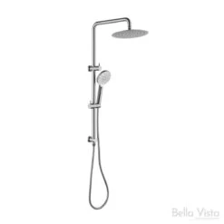 Mica Dual Shower Rail With Rain Fall Head - Round -HERA Bathware Sales mica dual shower rail with rain fall head roundbrushed nickelshower setbella vista 147319