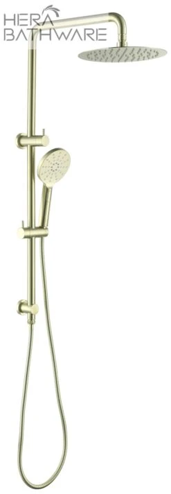 Mica Dual Shower Rail With Rain Fall Head - Round -HERA Bathware Sales mica dual shower rail with rain fall head roundfrench goldshower setbella vista 134481