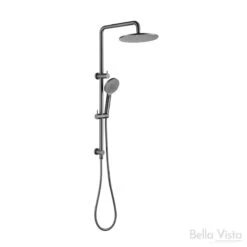 Mica Dual Shower Rail With Rain Fall Head - Round -HERA Bathware Sales mica dual shower rail with rain fall head roundgun metalshower setbella vista 258464