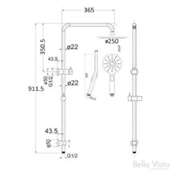 Mica Dual Shower Rail With Rain Fall Head - Round -HERA Bathware Sales mica dual shower rail with rain fall head roundgun metalshower setbella vista 670115