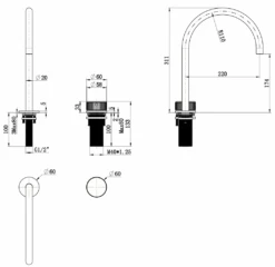 Mica Fluted Square/Goose Hob Sink/Basin Mixer Set -HERA Bathware Sales mica fluted squaregoose hob sinkbasin mixer setdusk bronzegoose neckbella vista 273282