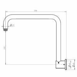Mica Gooseneck Shower Arm - 350mm -HERA Bathware Sales mica gooseneck shower arm 350mmfrench goldshower armbella vista 451018