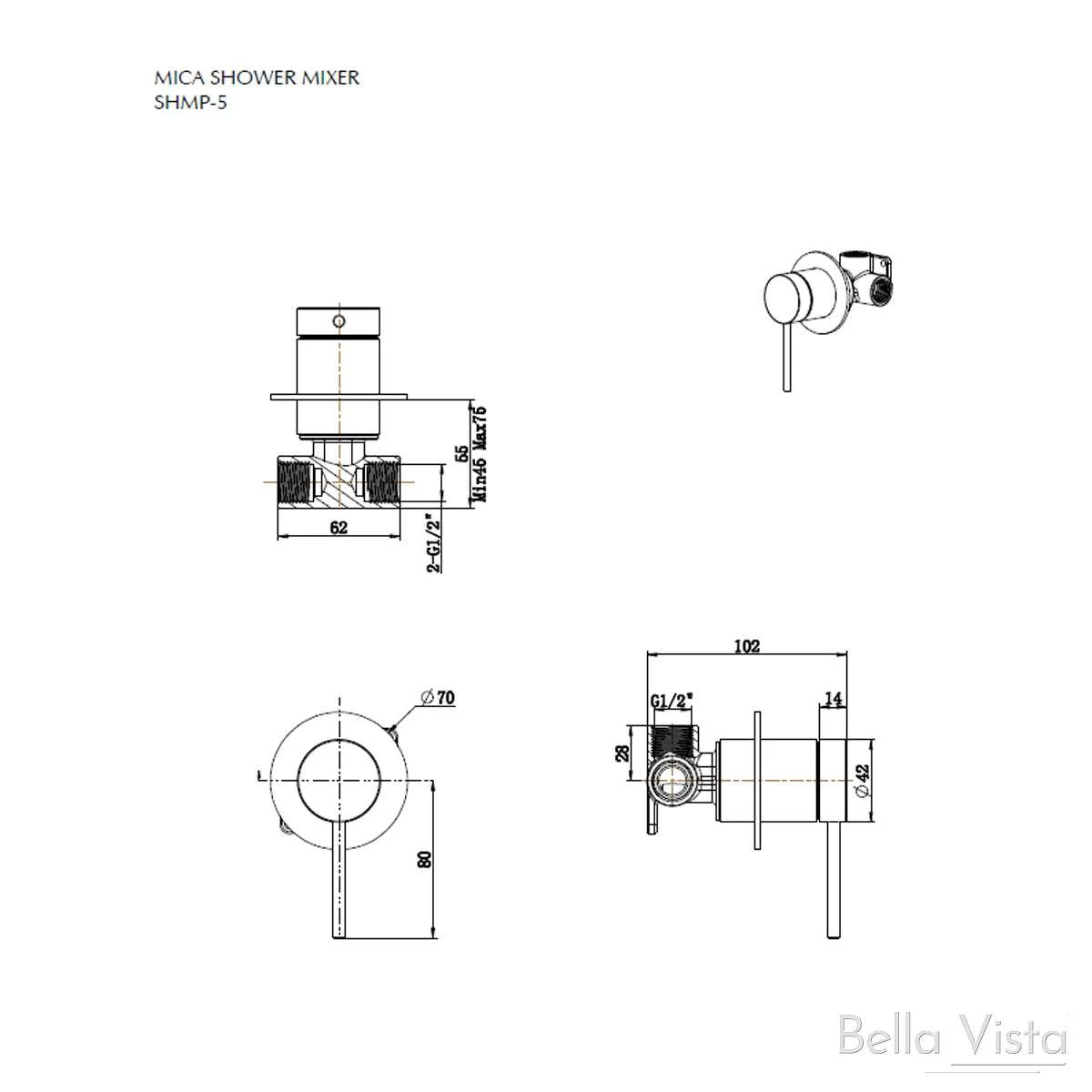 Mica Shower Mixer- Chrome, Black, Brushed Nickel, Gunmetal, French Gold Mica Shower Mixer- Chrome, Black, Brushed Nickel, Gunmetal, French Gold -HERA Bathware Sales mica shower mixer chrome black brushed nickel gunmetal french goldgun metalshower mixerbella vista 468168