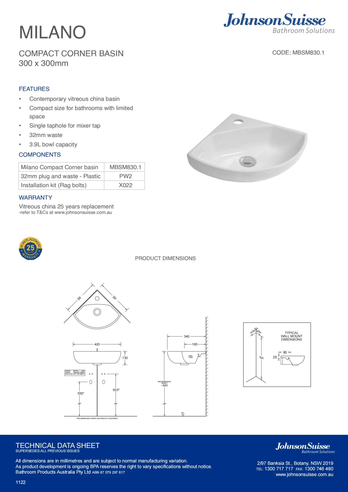 Milano Corner Compact Basin 300x300mm | Johnson Suisse Milano Corner Compact Basin 300x300mm | Johnson Suisse -HERA Bathware Sales milano corner compact basin 300x300mm johnson suissebasinjohnson suisse 186652