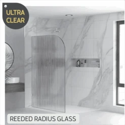 Milano Fluted/Reeded Radius Walk In Frameless Shower Fixed Panel | Convex