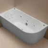 Millan Corner To Left 1500/1700mm Spa Bathtub -HERA Bathware Sales millan corner to left 15001700mm spa bathtub3 large jets 8 mini jets1500mmbathtubbest bm 332941