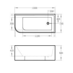 Modica Corner Bathtub - Gloss / Matte White 9 Modica Corner Bathtub - Gloss / Matte White -HERA Bathware Sales modica corner bathtub gloss matte whitegloss white1400mm leftbathtubbnk 692391