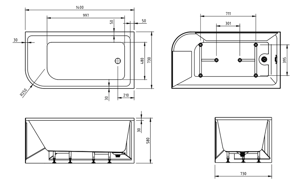Modica Corner Bathtub - Gloss / Matte White Modica Corner Bathtub - Gloss / Matte White -HERA Bathware Sales modica corner bathtub gloss matte whitegloss white1400mm rightbathtubbnk 174827