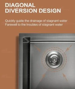 Nano Black Kitchen Sink Single Bowl - 450mm -HERA Bathware Sales nano black kitchen sink single bowl 450mmgun metalkitchen sinklouis marco 824077