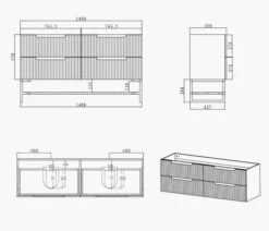 Noosa 1500mm Satin White Wall Hung Vanity -HERA Bathware Sales noosa 1500mm satin white wall hung vanityvanitiesotti 946011