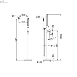 NOVA/Mecca Round Floor Mount Mixer With Handshower -HERA Bathware Sales novamecca round floor mount mixer with handshowermatte blackfreestanding bath spoutnero tapware 917649